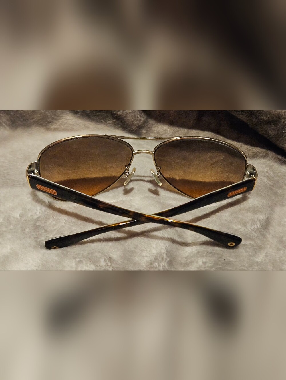 Coach Women's Kristina Gold/Brown Aviator Sunglasses - Picture 7 of 8